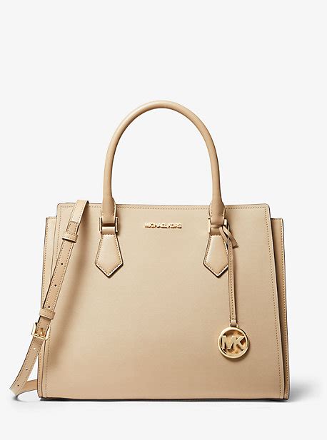 michael kors hope large saffiano leather satchel natural one size|michael kors saffiano satchel.